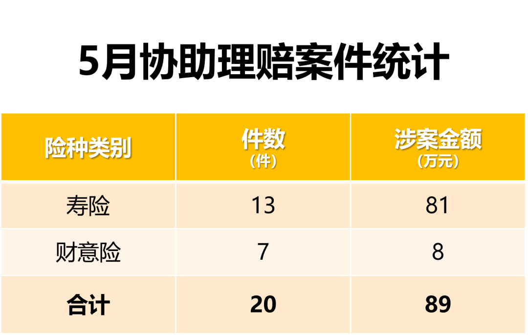 嘉诚保险服务2026年5月理赔数据